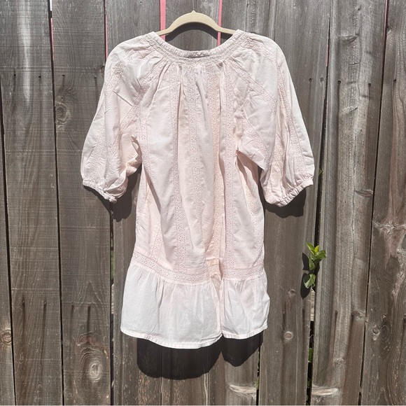 H&m By Garden Collection Womens Tunic Cover Up Eyelets Embroidered 2 Pastel Pink - Picture 3 of 4